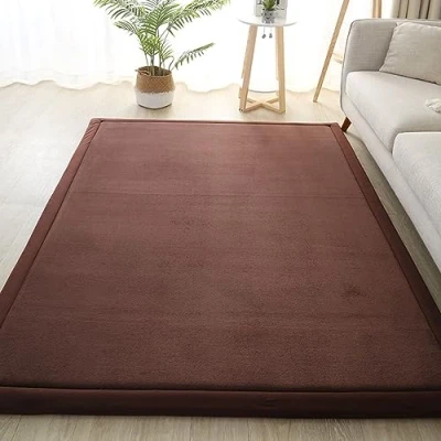 Image of Dmkjdzsw Crawling Mat for Baby Non slip，Nursery Rug，Coral Velvet Area Rugs，2cm Thick Kids Carpet Brown 150 * 200cm
