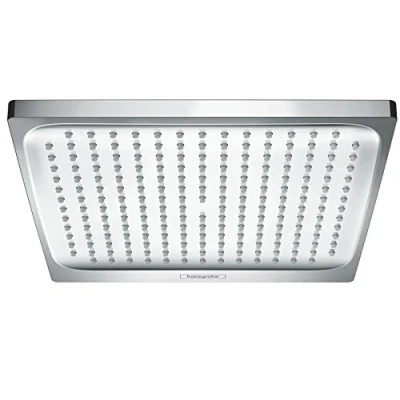 Image of hansgrohe Crometta E head shower, shower square (240 x 240 mm), rainfall 1 spray for wall or ceiling mounting, anti limescale, chrome