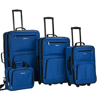 Image of Rockland Luggage Journey Softside Upright Set, Blue, 4 Piece Set (14/19/24/28),