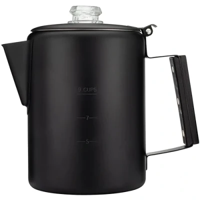 Image of COLETTI Black Bozeman Percolator Coffee Pot — Camping Pot, America’s Sleekest Pure Stainless Steel, NO Aluminum or Plastic (9 Cup)
