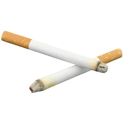 Image of Pack of 2 Fake Lit Cigarettes Realistic Look Funny Bag Gift Play Trick Joke Blow Smoke