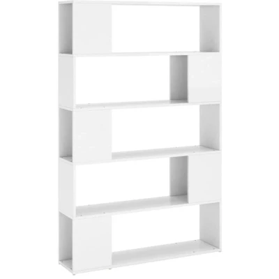 Image of vidaXL Book Cabinet Room Divider in High Gloss White Engineered Wood Versatile Storage for Living or Office
