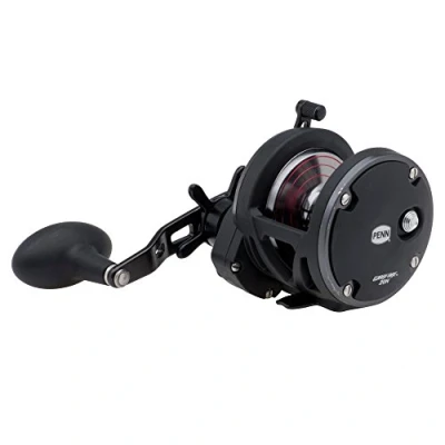 Image of PENN Warfare Star Drag, Fishing Reel, Conventional Reels, Sea Nearshore/Offshore Fishing, Saltwater Boat or Kayak Fishing,Unisex, Black/Red/Smoke, 20N Right Hand