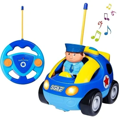 Image of SGILE Remote Control Car for Toddlers with Sound and Light, RC Police Toys Birthday Gift Present 18 Month+ Year Old Boys Girls, Blue