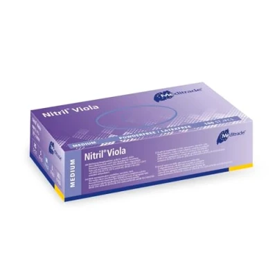 Image of Meditrade Nitrile Examination Gloves Medium, Powder Free, Hypoallergenic, Heavy Duty, Long Cuff, Ambidextrous, Disposable, for Any Sector, Bulk Buy (Medium) (Violet)