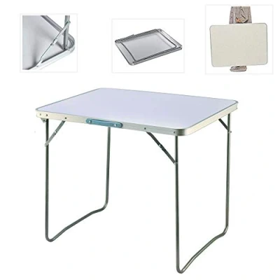 Image of EFAN Folding Camping Table, Portable Picnic Foldable Lightweight Table For Indoor Outdoor Garden Party Dining, Unfold Size 80x60x69cm, Aluminum White