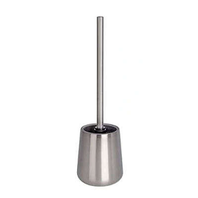 Image of WENKO 22608100 toilet brush Solid holder, closed shape, Stainless steel, 11 x 38 cm, Satinised
