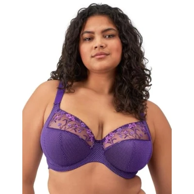Image of Elomi Womens Charley Side Support Plunge Bra Salsa Purple Polyamide Size 38G