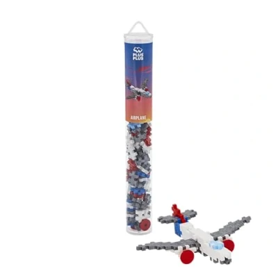Image of Plus 9604284 Ingenious Construction Toy, Aeroplane, Creative Building Blocks Tube, 100 Pieces