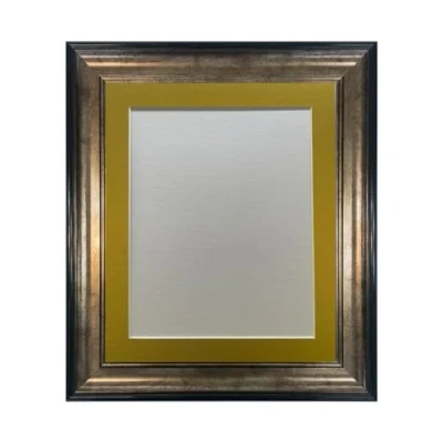 Image of FRAMES BY POST Scandi Black &amp; Gold Picture Photo Frame with Mount 40 x cm Image Size 30