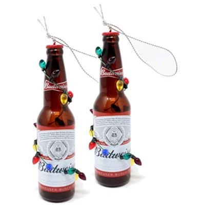 Image of Kurt Adler Budweiser and Bud Light Beer Bottle Ornaments (Budweiser Two Pack)