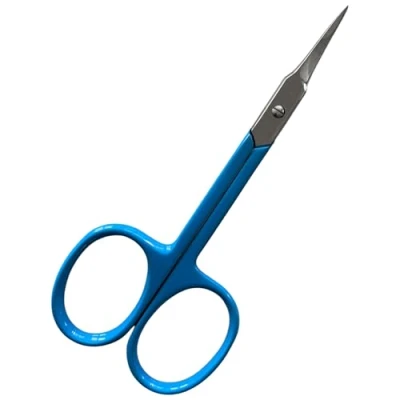 Image of Nail Scissors Professional Cuticle Extra Strong Curved Manicure Clippers Eyebrow Grooming Beard Trimming Hair Cutting (3.75&quot; Blue 1)