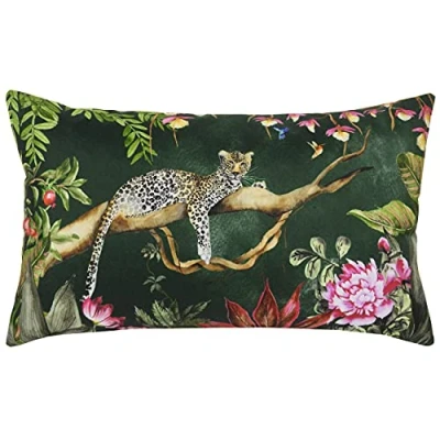 Image of Evans Lichfield Leopard Outdoor Cushion Cover, Forest, 30 x 50 cm
