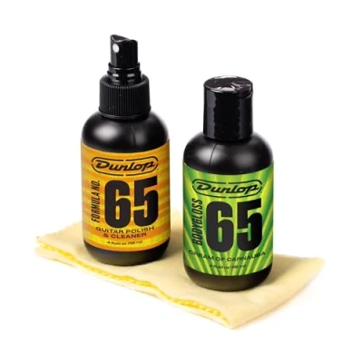 Image of JIM DUNLOP 6501 System 65 Guitar Polish Kit, for Electric and Acoustic Body Cleaning, Includes 2 Formula65 Products Microfibre Cloths