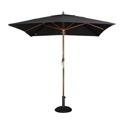 Image of Bolero Square Double Pulley Parasol 2730X2500mm Wide Black Wood Outdoor Garden