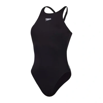 Image of Speedo Women&#039;s End+ V Back (Longer Body) Swimsuit Athletic Fit Swim Fitness, Black, 32/8