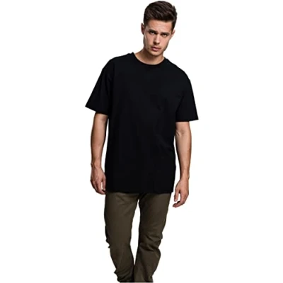 Image of URBAN CLASSICS Men&#039;s Basic Oversized T Shirt, Wide Cut, Long Tee, Short Sleeves Shirt with Crew Neck, 100% Jersey Cotton, in Black, Size: XXL
