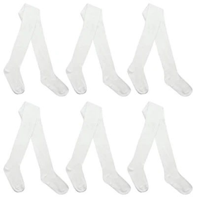 Image of 6 Pairs I.L.C.K Girls Back To School Plain Cotton Rich Tights White 13 Years