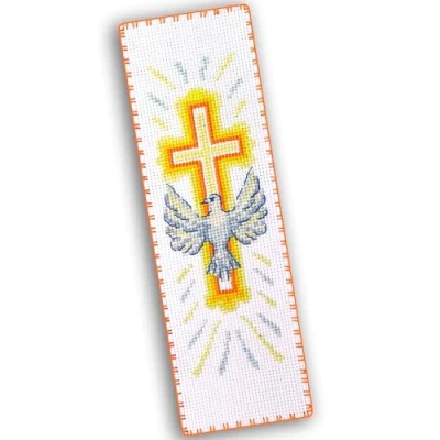 Image of Povitrulya Holy Spirit Counted Cross Stitch Bookmark Kit Embroidery Set for Adults with Paper Pattern, 16 Count Aida Canvas and Presorted Floss DIY Christmas, New Year&#039;s Gift
