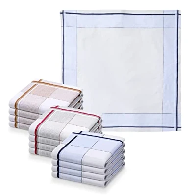 Image of JEMIDI Cotton Handkerchiefs for Men (Pack of 12) 40x40cm Mens Handkerchief Set Made 100% Soft Machine Washable Multicolour Designs