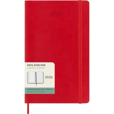 Image of Moleskine Weekly Planner, 2026 Agenda 12 Months With Space For Notes, Soft Cover and Elastic Closure, Large Format 13x21, Red Color