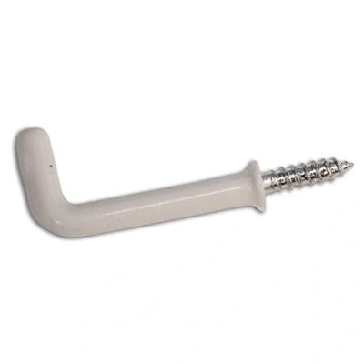 Image of Fort Fasteners Square Dresser Hook Shouldered 25mm (1 Inch) White PVC Coated Pack of 100