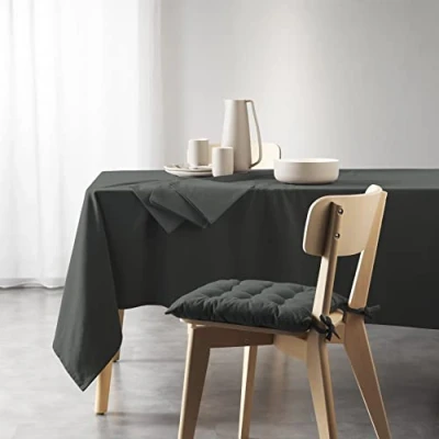 Image of Douceur d&#039;Intérieur 1731157 Rectangular Tablecloth 140 x 240 cm Recycled Cotton Plain Mistral Anthracite