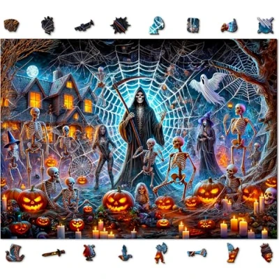 Image of WOODEN.CITY Wooden Jigsaw Puzzles for Adults Challenging 1000 Piece Halloween Puzzle, Unique Adults, Puzzle Enthusiasts (Grim Reaper’s)
