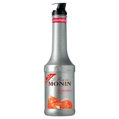 Image of MONIN Strawberry Fruit Mix Puree 1L for Cocktails, Smoothies and Mocktails. Vegan Friendly, Allergen Free, 100% Natural Flavours Colourings. 2 in 1 Sugar Syrup Hybrid