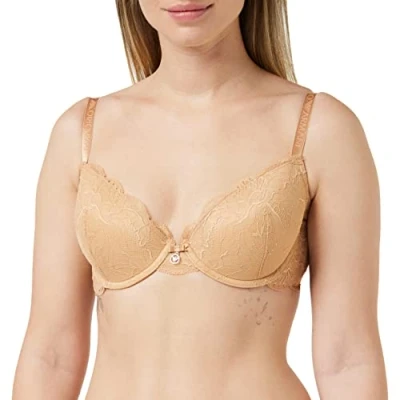 Image of Emporio Armani Women&#039;s Virtual Lace Natural Push Up Bra, Nude, 34B
