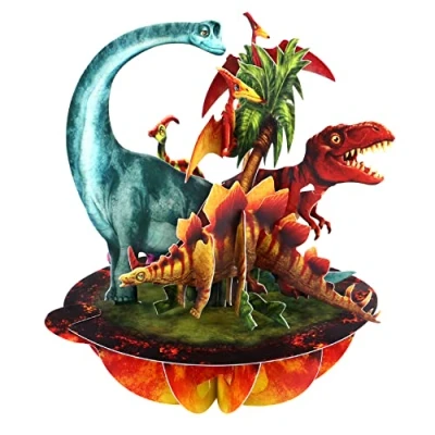 Image of SANTORO Pirouette, 3D Pop Up Greeting Card Jurassic Dinosaurs For Boys, Girls, Nephew, Niece, Kids, Family Dinosaur Birthday Son, Daughter