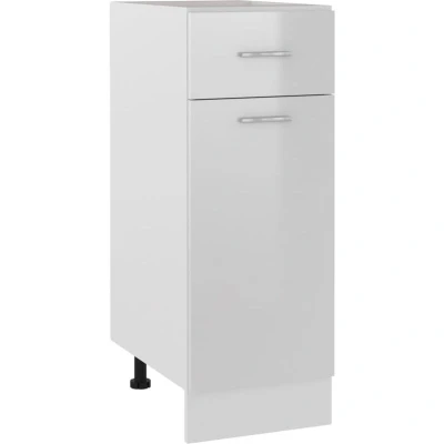 Image of vidaXL Kitchen Cabinet with Drawer Chipboard High Gloss White