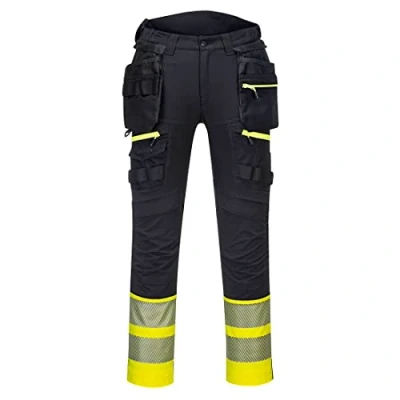 Image of Portwest DX4 Hi Vis Class 1 Holster Pocket Trouser Yellow/Black 30