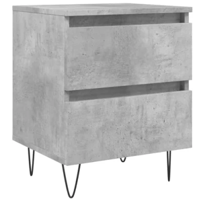 Image of vidaXL Bedside Cabinet Table Contemporary Nightstand Bedstand Durable Engineered Wood, Concrete Grey Ample Storage Metal Legs