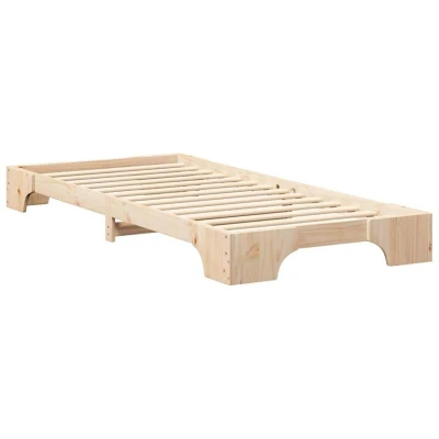 Image of vidaXL Floor Bed Frame with Storage Brown 80 x 220 cm Solid pine wood