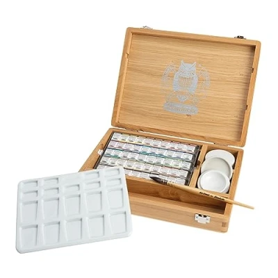 Image of Schmincke HORADAM® AQUARELL, 50 x 1/2 pans, 74 790 097, oak box, painting set, finest watercolours