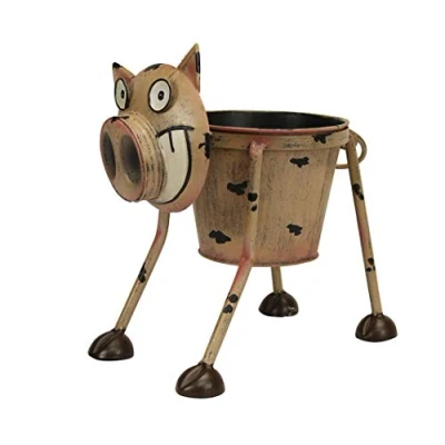 Image of Primus® Quirky Metal Hand Painted Goofy Pig Planter for Indoor or Outdoor Use
