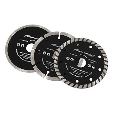 Image of 3pc Diamond Cutting Disc Blade Set 115mm Solid Segment Turbo Dry Wet