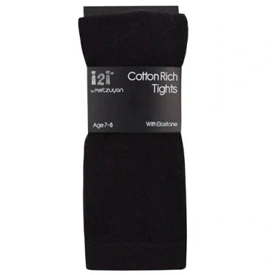 Image of I2I Childrens 3 Pair Girls Tights Back to School Plain Coloured Cotton Rich New Black