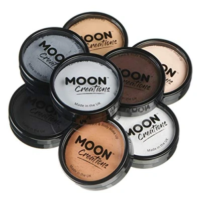 Image of Moon Creations Pro Face &amp; Body Makeup Essentials Set 36g Professional Colour Paint Cake Pots For Painting Kids, Adults, Fancy Dress, Festivals, Halloween