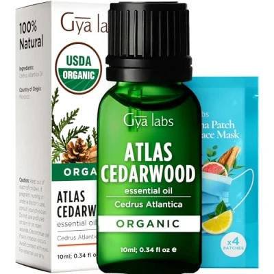 Image of Gya Labs Atlas Cedarwood Essential Oil Organic for Hair &amp; Diffuser Natural Aromatherapy Skin (10ml)