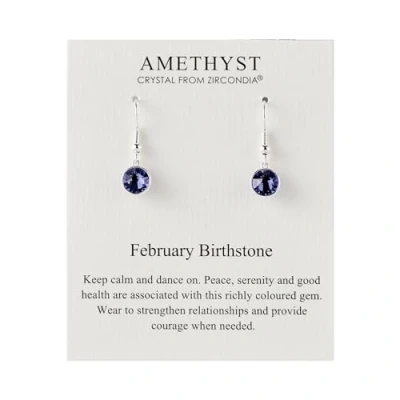 Image of Philip Jones February Birthstone Drop Earrings Created with Amethyst Zircondia® Crystals