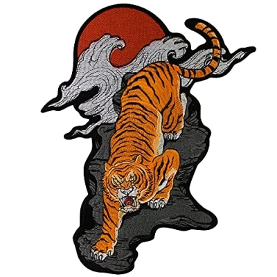 Image of Domineering Tiger Downhill Patch Embroidery Applique Iron On Patches Decorate The Back of Clothes for Clothing DIY Craft Sewing Accessories