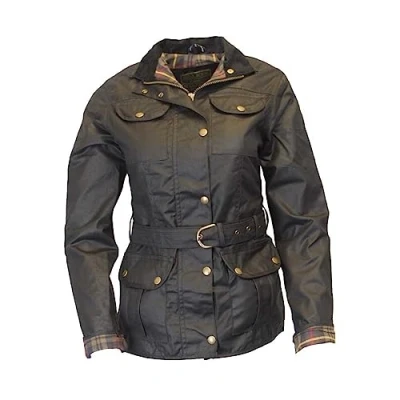 Image of WALKER AND HAWKES Ladies Wax Florence Motorcycle Jacket Black 12