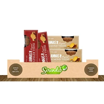 Image of Annas Swedish Original Ginger &amp; Almond Thins Pack of 4 150g Each Sweden&#039;s Most Loved Pepperakka Traditional Cookies Since 1929