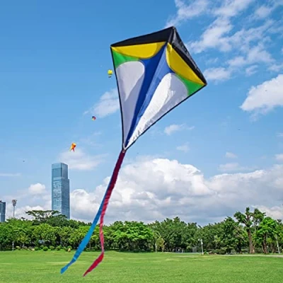 Image of Wilitto Diamond Kite,Easy Installation,Best Kite for Beginner,Extremely Easy to Fly Kite,Classic Rainbow Kids Family Outdoor Games and Activities Rhombus