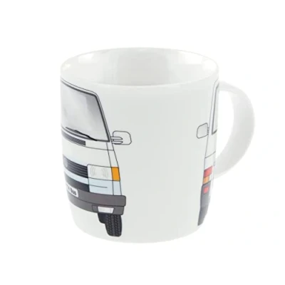 Image of BRISA VW Collection Volkswagen Large Ceramic Coffee Tea Cappuccino Mug Cup in T4 Bus Campervan Design (Front/White)