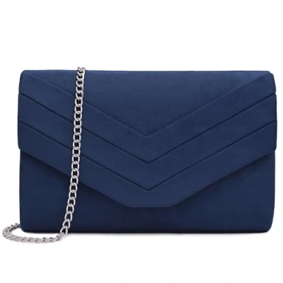 Image of Milisente Clutch Bag for Women, Suedu Bags Wedding Shoulder Crossbody Evening (Navy Blue)