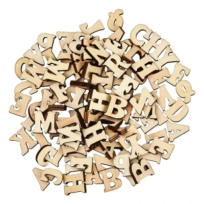 Image of Wisebom 200 Pieces Wooden Letter, Mini Uppercase Alphabet (A to Z) for Scrapbooks Signs, Learning, Decor Crafts, Letter Templates Wedding Birthday, Party, Christmas, Ornaments