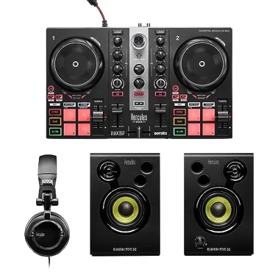 Image of Hercules DJLearning Kit MK2 Complete DJ Bundle with DJControl Inpulse 200 MK2, DJMonitor 32 Studio Monitors, and HDP DJ45 Headphones